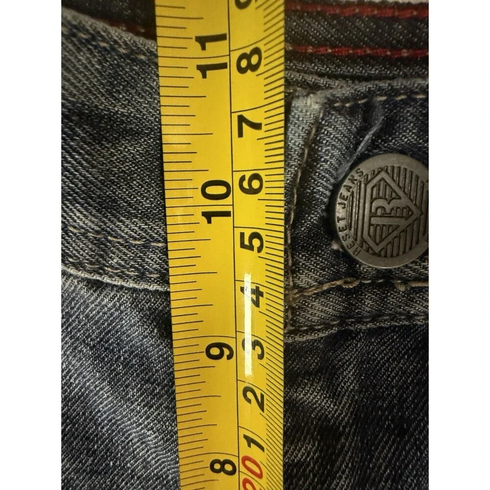 Men’s Reset Platinum Denim Heavily Distressed Jeans 36x32 Medium Wash Edgy Hip